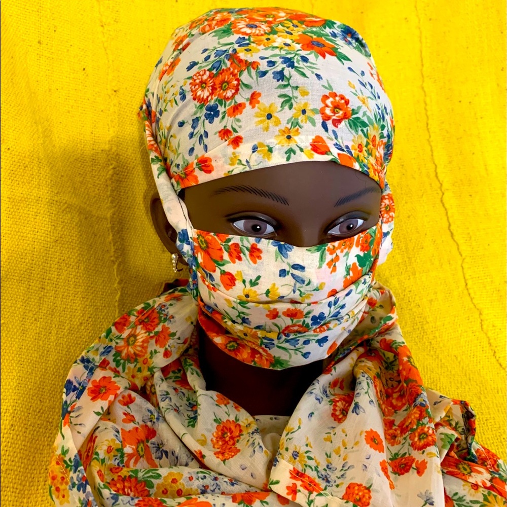Hand Crafted Headwrap & Mask Set
